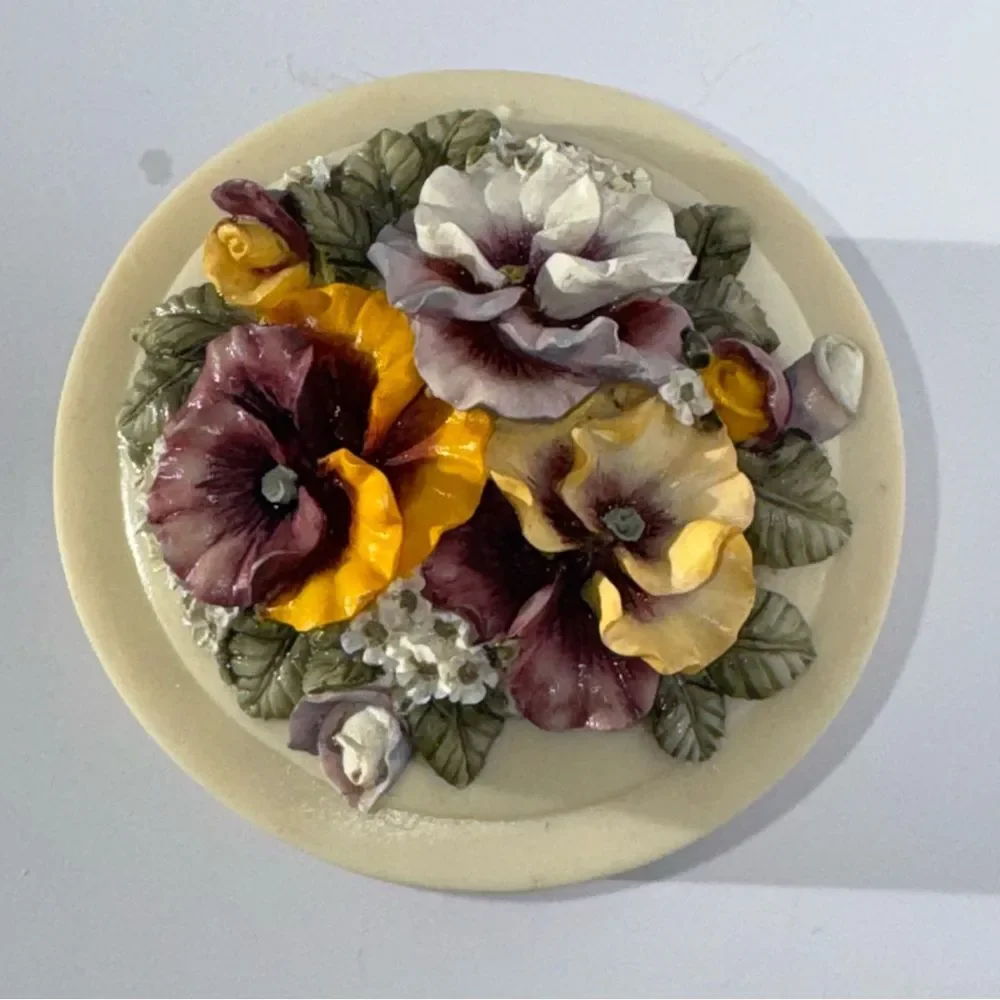 vintage pansy trinket pill box by Artisan Flair